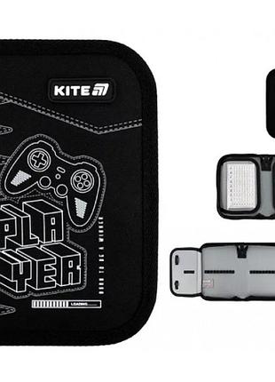 Пенал "kite" player 1 відділ, без наповнення, з 2 відворотами k25-622-6