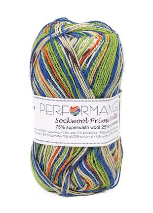 Пряжа sockwool prime multi/соквул прайм мульти,салатовый-голубой-голубой-желто-горячий-белый мультиколор 8, performance