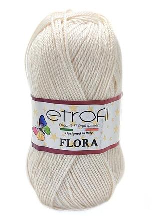 Пряжа flora/флора,экрю 70148, etrofil