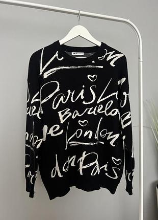 Свитер удлиненный черно белый