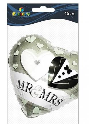 Кулька повітряна фольгована "серце молодята" 45см 835502/pelican