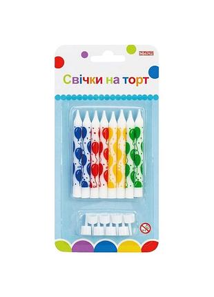 Набір свічок в торт 8 штук 8см з підставками mx627047.f01/maxi