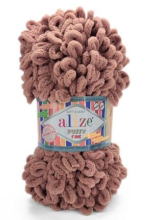 Пряжа alize puffy fine/ализе пуффи файн, ириска 261