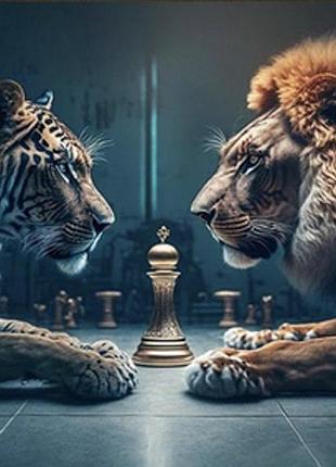 Набір з алмазною мозаїкою "тигр з левом" 30х30см hee13830 strateg