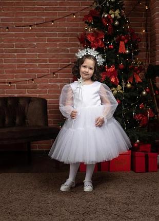 Платье белое пышное нарядное праздничное для девочки
