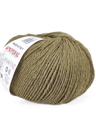 Пряжа biolanafine/біоланафайн, темний хакі 369, mondial