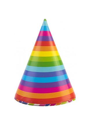 Набір ковпаків "maxi" confetti rainbow 6 шт з гумовою стрічкою, асорті mx200002