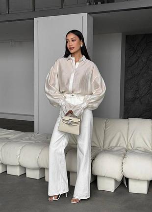 Рубашка обьемного кроя тенсель с воланами