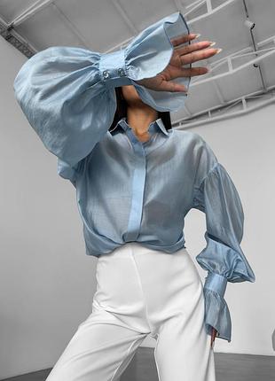 Рубашка обьемного кроя тенсель с воланами