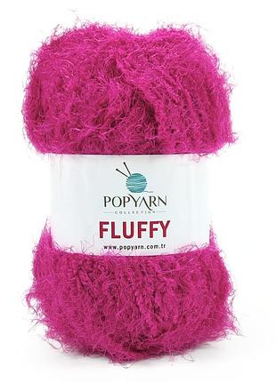 Пряжа fluffy/флуфі, фуксія в-712, popyarn