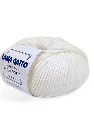 Пряжа maxi soft/макси софт, белый 10001, lana gatto