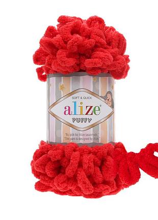 Пряжа alize puffy/ализе пуффи, красный 56