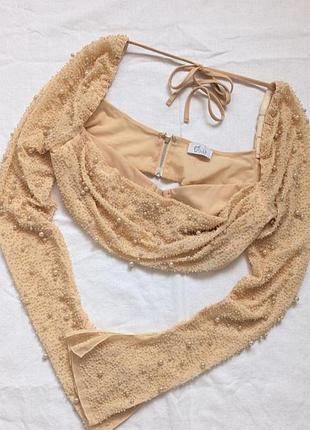 Расшитый бисером топ от oh polly винтажный стиль бисер топик корсетный y2k винтаж кроп топ