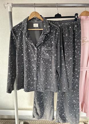 Тепла велюрова піжама з штанами 🤍💫