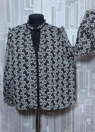 Блуза жіноча 60+ розмір (uk22) love &roses з принтом бантики з довгим рукавом