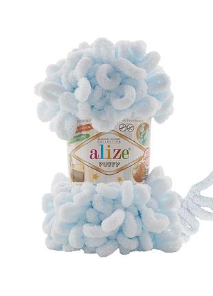 Пряжа alize puffy/алізе пуффі, ніжно-блакитний 730