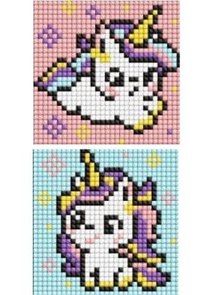 Набір з алмазною мозаїкою "дві одноріжки" 9х9см, на магнітній основі для дітей amg1044 ідейка