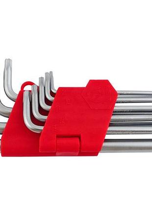 Набор torx ключей intertool 9 шт. с отверстием удлиненные (ht-0606)