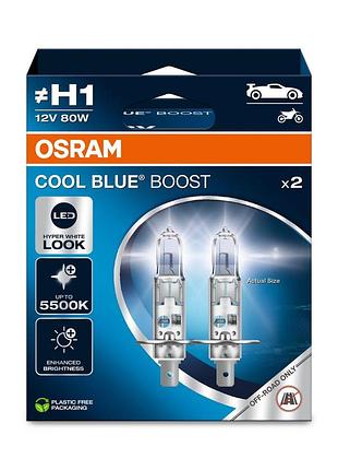 Автолампа галогеновая 80w h1 12v 80w 5500k p14.5s / cool blue® boost - било-блакитное свето, на 50% больше сво