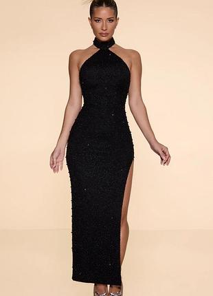 Oh polly нова чорна бісерна сукня чокер