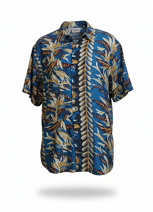 Винтажная шёлковая рубашка гавайка  с коротким рукавом c&a 100% шёлк винтаж