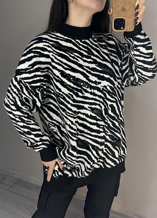 Джемпер із принтом зебри