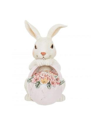 Статуетка керамічна "заєць з кошиком квітів" 8,5х6,5х12см k07-801