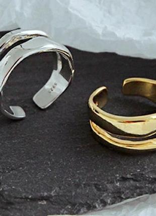 Двойное кольцо серебро 925 покрытие минималистичное колечко каблучка кільце7 фото