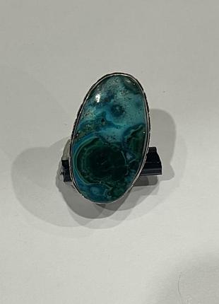 Гарний перстень малахітова хризокола, малахит