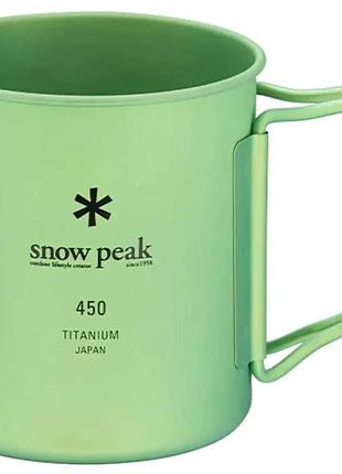Кружка snow peak mg-143-gr ti-single 450 anodized cup 450ml green