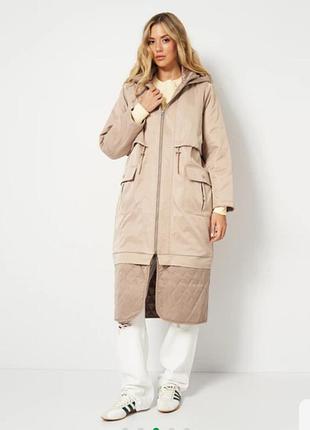 Пальто куртка подовжена беж оверсайз с 8-10