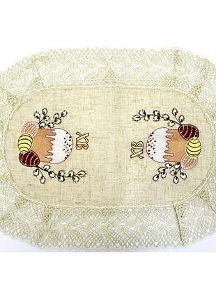 Великодня серветка "паска з крашанками" овальна 60х43см бежева 81352а7717