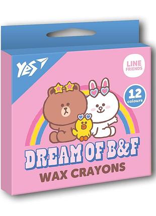 Олівці воскові 12 кольорові " yes" 590141 line friends
