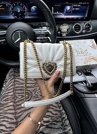Dolce & gabbana devotion shoulde white / gold leather bag