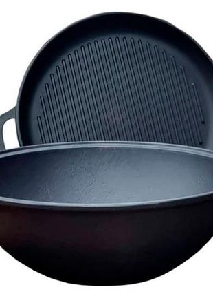 Казан чугунный мy-dishes 340мм x 8л татарский (9.8кг) с крышкой-сковородою (т405ср)
