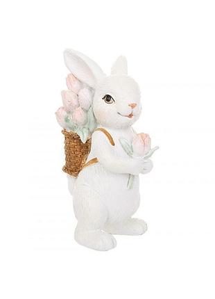 Статуетка керамічна "заєць з кошиком квітів" 6,5х5,5х11,5см k07-772