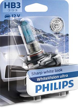 Автолампа галогеновая 60w hb3 12v 60w 3800k p20d / whitevision ultra - на 60% збільшено потік білого світла /