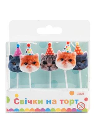 Набір свічок в торт "funny cats" 5 штук mx629241/maxi