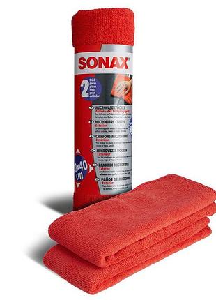 Серветки для кузова sonax 40х40 см 2шт універсальні ганчірки для авто миття та догляду за автомобілем dm-11