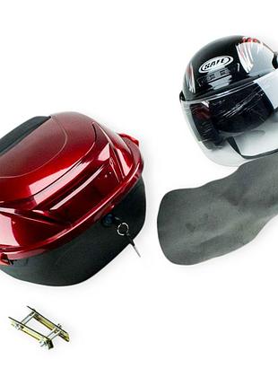 Багажник мото (кофра) "нейломайка" (красная) со шлемом с бородой