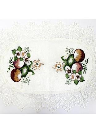 Великодня серветка "крашанки у квітах" овальна 47х32см біла 81355в7892