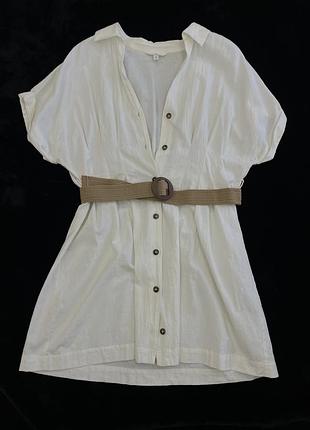 Платье с поясом лен