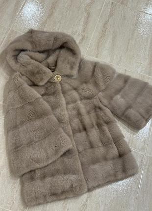 Роскошная натуральная норковая шуба, норковая шуба с капюшоном