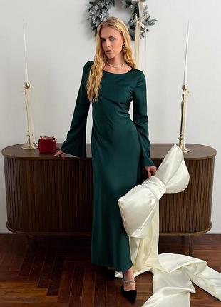 Шелковое сатиновое платье на завязках