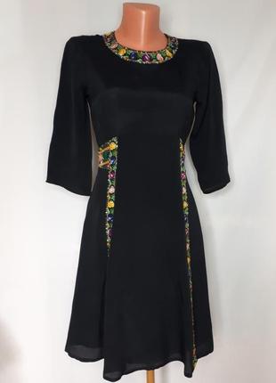 Плаття чорне в етно стилі з вишивкою asos (розмір 34)2 фото