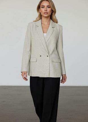 Бежевый льняной пиджак оверсайз primark eu38