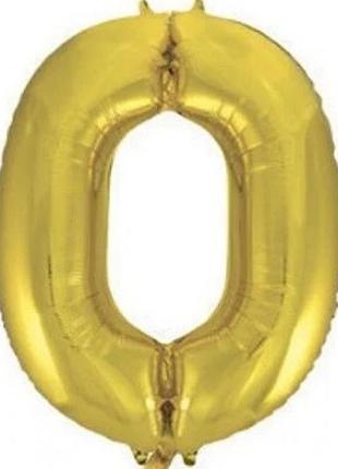 Кулька повітряних фольгована "цифра-0" 35см золото