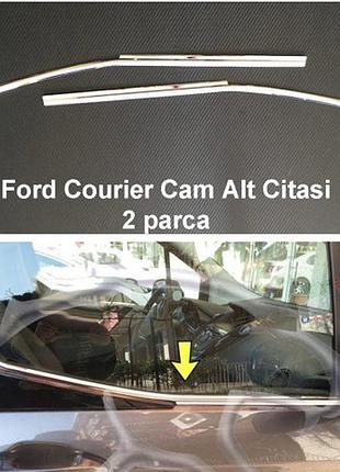 Окантовка стекол хромированная для ford courier 2014-2023 2шт накладки на двери самоклейка из нержавеюще dm-11