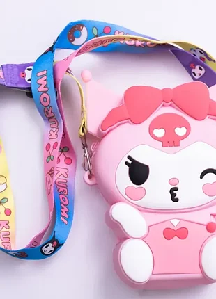 Дитяча сумочка kuromi силіконова на блискавці 15*10*3 см, рожевий