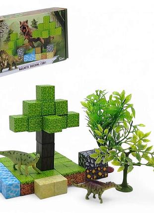 Конструктор магнитный "minecraft", с динозаврами, 52 детали (g0135)